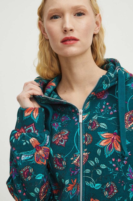 Mikina dámska zelená farba tyrkysová RS24.BLD011