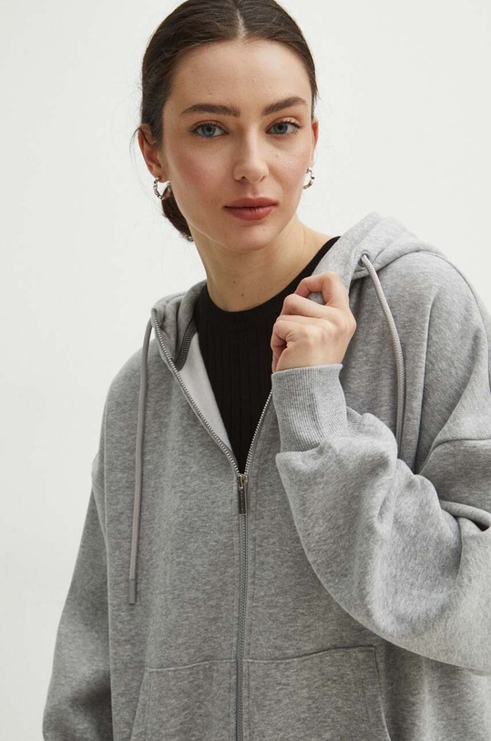 Bluza damska z kapturem gładka kolor szary szary RS24.BLD030