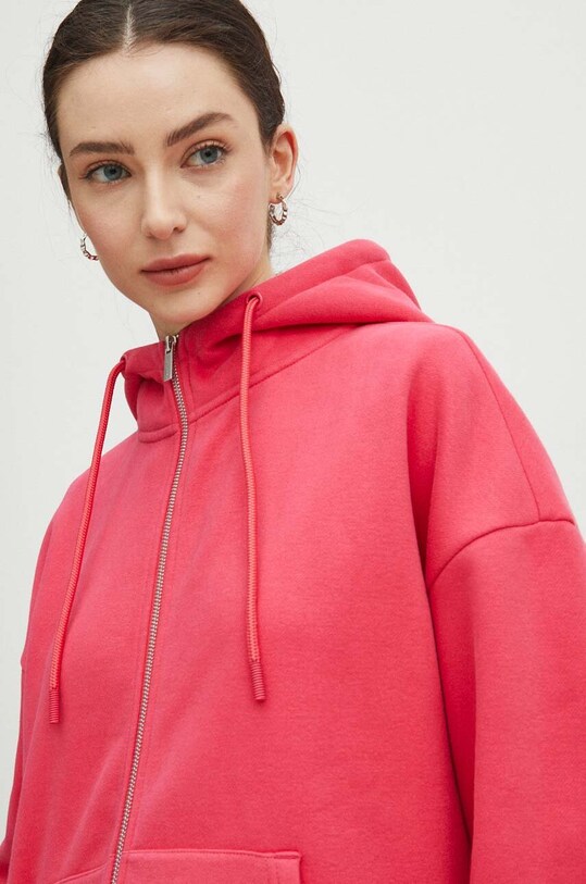 Bluza damska z kapturem gładka kolor różowy różowy RS24.BLD030