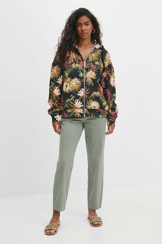 Bluza damska z kapturem wzorzysta kolor zielony RS24.BLD031 turkusowy RS24