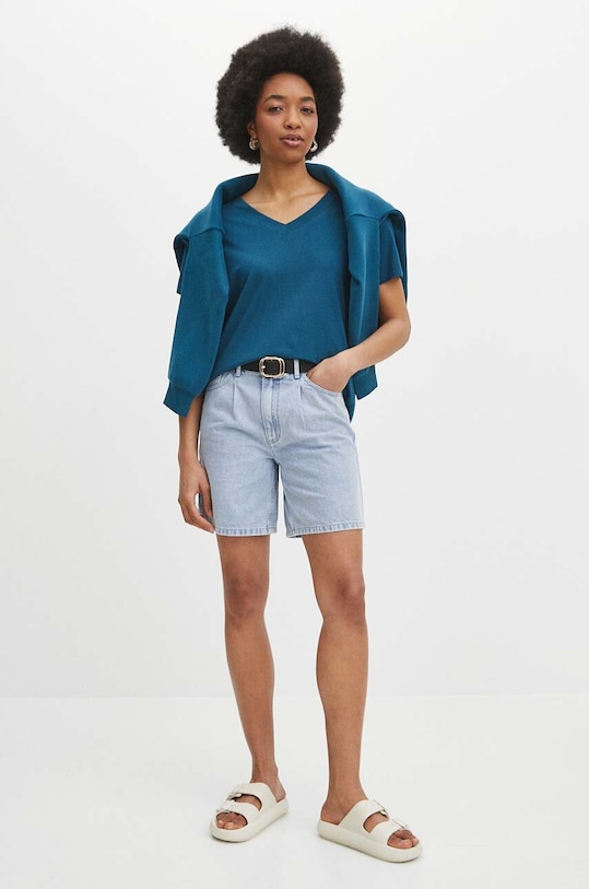 Bluza damska gładka kolor zielony RS24.BLD050 turkusowy RS24