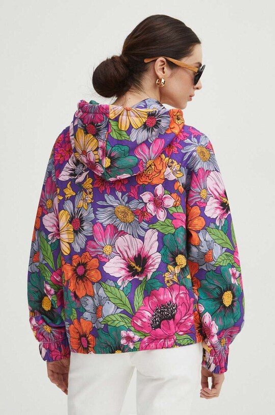 Odzież Bluza bawełniana damska wzorzysta kolor fioletowy RS24.BLD051 fioletowy