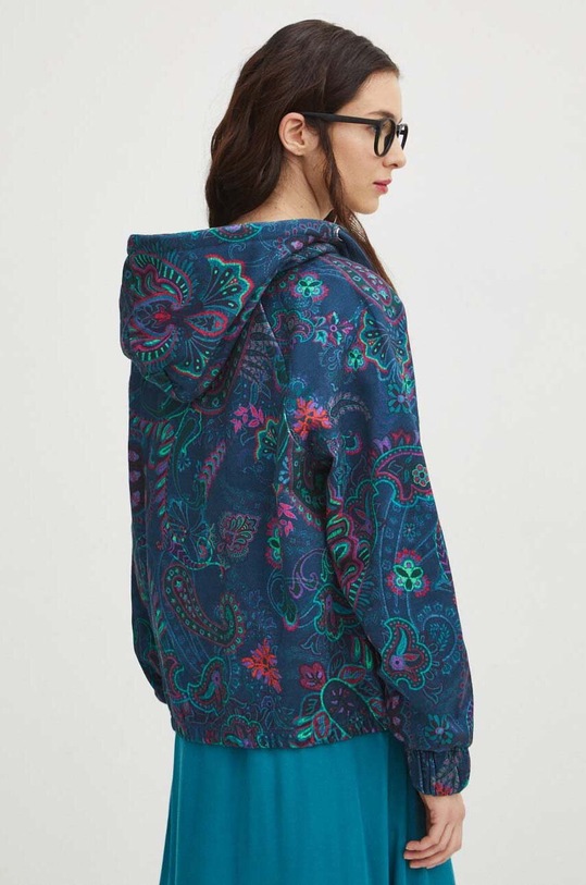 Odzież Bluza bawełniana damska wzorzysta kolor granatowy RS24.BLD051 granatowy