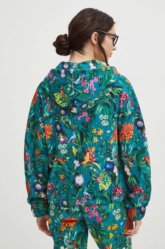 Oblečenie Bavlnená mikina dámska zelená farba RS24.BLD051 tyrkysová