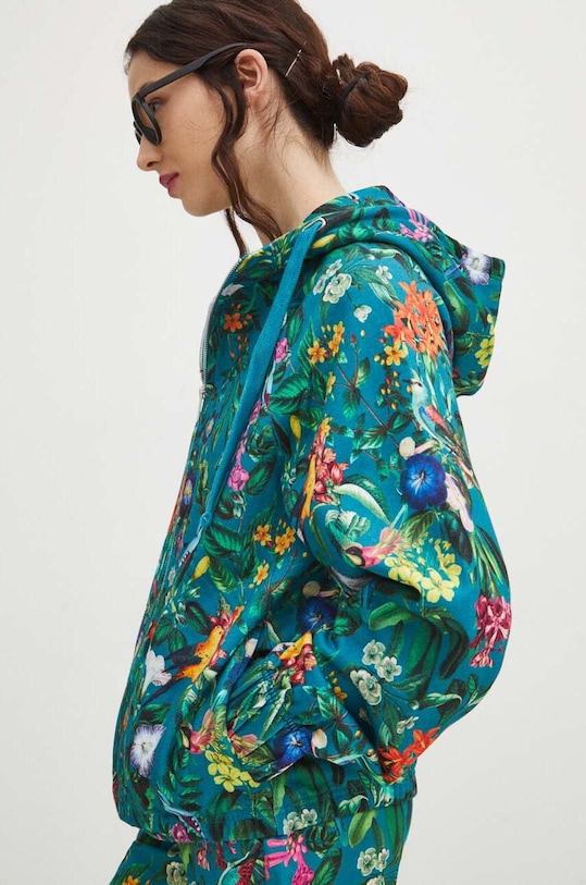 Bavlnená mikina dámska zelená farba tyrkysová RS24.BLD051