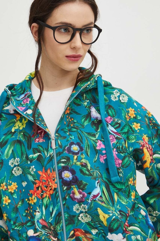 Bavlnená mikina dámska zelená farba RS24.BLD051 tyrkysová