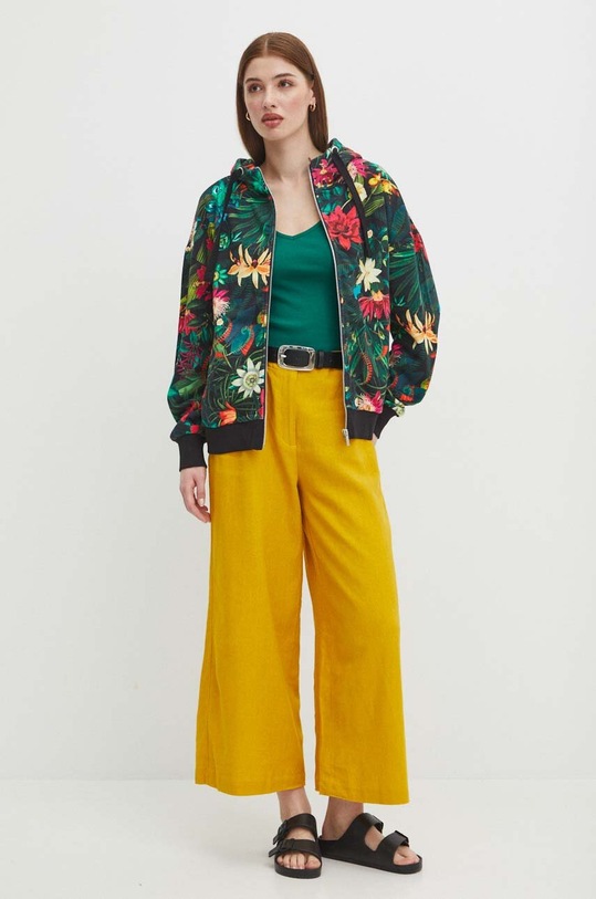 Bluza damska z kapturem wzorzysta kolor czarny RS24.BLD090 czarny RS24