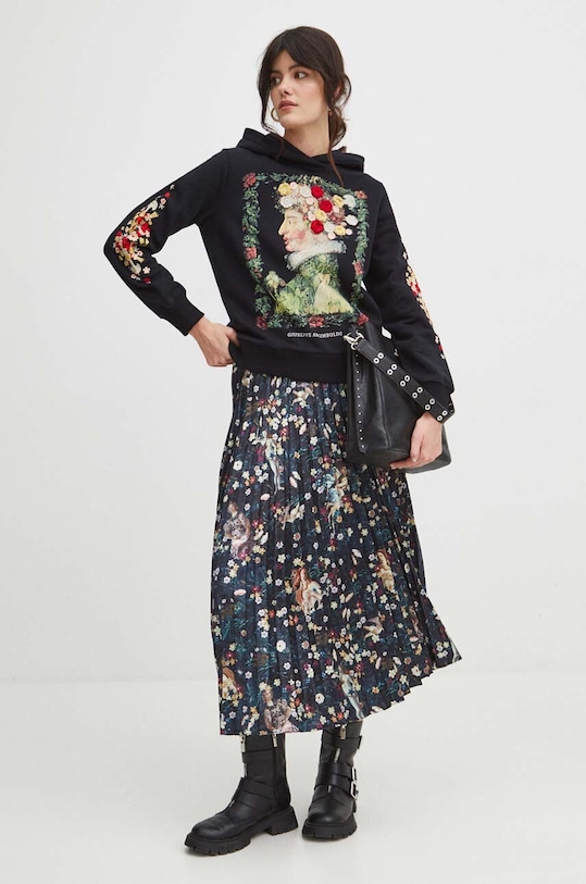 Oblečenie Bavlnená mikina dámska z kolekcie Eviva L'arte čierna farba RS24.BLD250 čierna