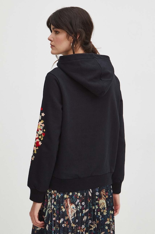 Bavlnená mikina dámska z kolekcie Eviva L'arte čierna farba čierna RS24.BLD250