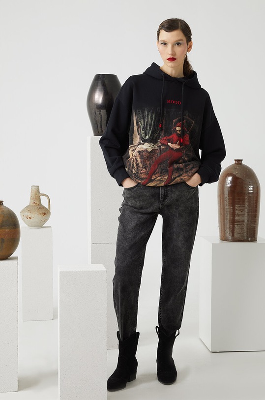 Mikina dámská z kolekce Eviva L'arte černá barva bavlna černá RS24.BLD257