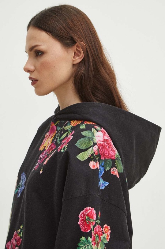 Bluza damska wzorzysta kolor czarny z elastanem czarny RS24.BLD304