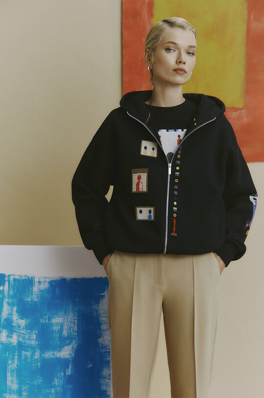 Bluza damska z kolekcji Jerzy Nowosielski x Medicine kolor czarny aplikacja czarny RS24.BLD650