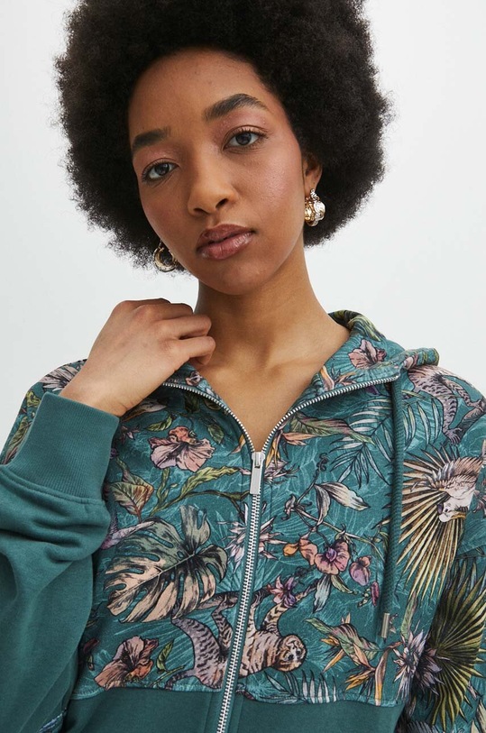 Mikina dámska zelená farba tyrkysová RS24.BLD700