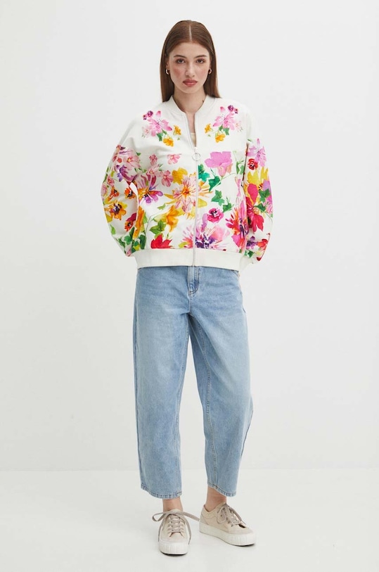 Bluza damska oversize wzorzysta kolor beżowy RS24.BLD900 beżowy RS24