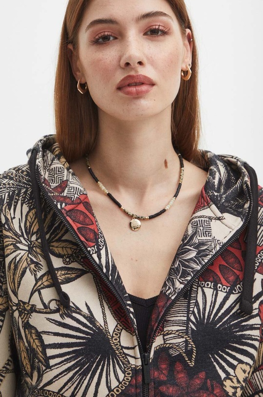 Bluza damska z kapturem wzorzysta kolor brązowy RS24.BLDA02 brązowy