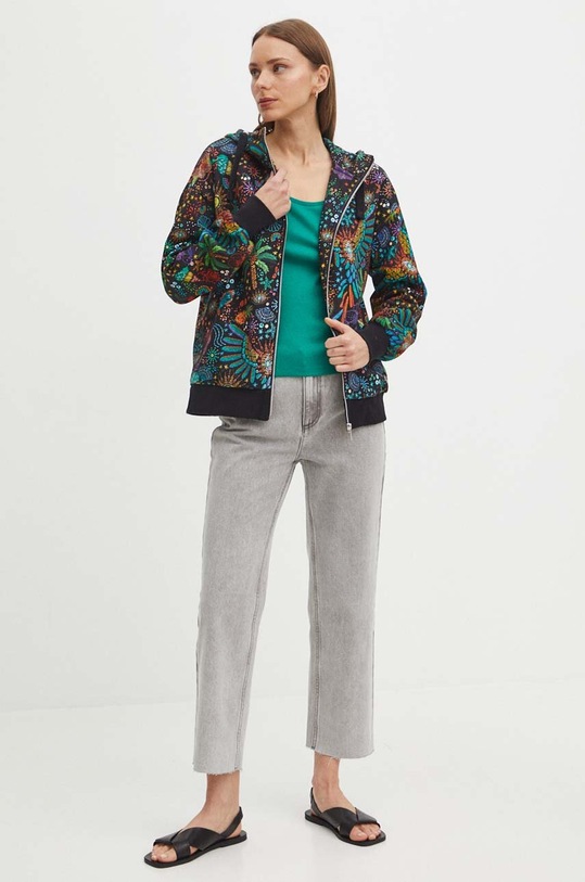 Bluza damska z kapturem wzorzysta kolor czarny RS24.BLDA03 czarny RS24