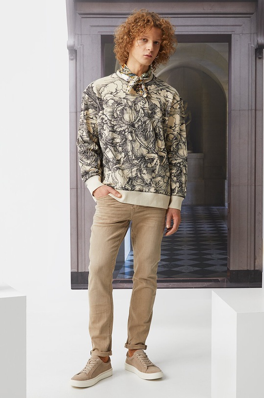 Mikina pánska z kolekcie Eviva L'arte béžová farba bez kapucne béžová RS24.BLM256