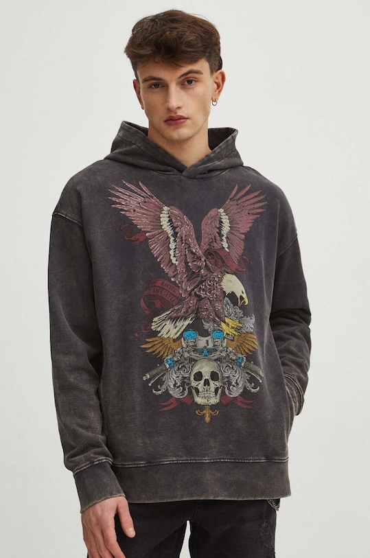 Mikina pánská šedá barva bavlna šedá RS24.BLM401