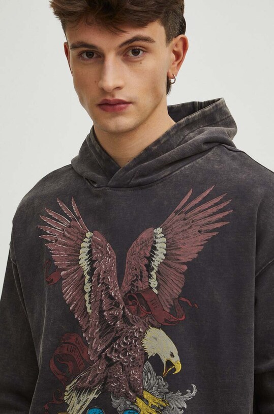 Bluza męska z nadrukiem kolor szary szary RS24.BLM401