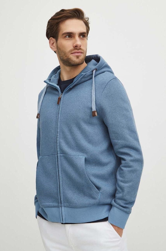 Bluza męska z kapturem wzorzysta kolor niebieski z kapturem niebieski RS24.BLM600