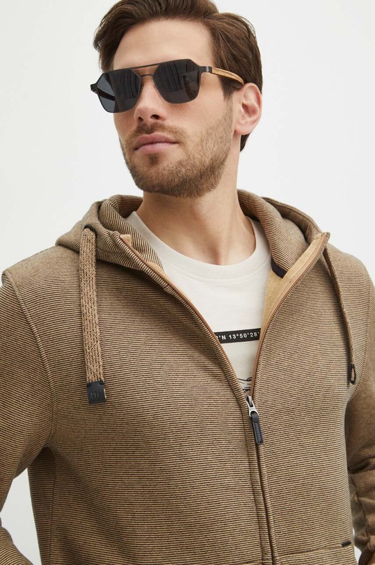 Mikina pánska s kapucňou so vzorom béžová farba béžová RS24.BLM600