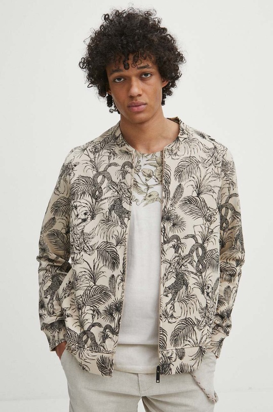 Bluza bawełniana męska wzorzysta kolor beżowy wzorzyste beżowy RS24.BLM720