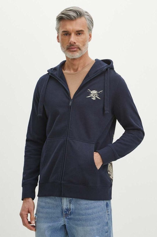 Oblečení Mikina pánská s kapucí s potiskem tmavomodrá barva RS24.BLM801 námořnická modř