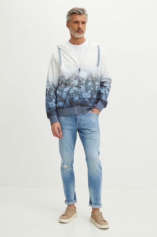 Bluza męska z kapturem wzorzysta kolor niebieski RS24.BLM802 niebieski RS24