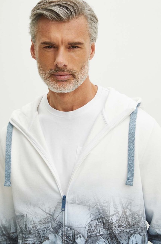 Bluza męska z kapturem wzorzysta kolor niebieski niebieski RS24.BLM802