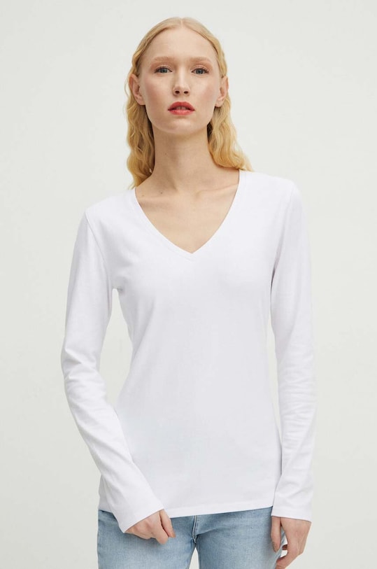 Medicine longsleeve din bumbac uni alb RS24.BUD010