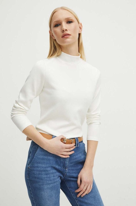 Longsleeve damski gładki kolor beżowy beżowy RS24.BUD100