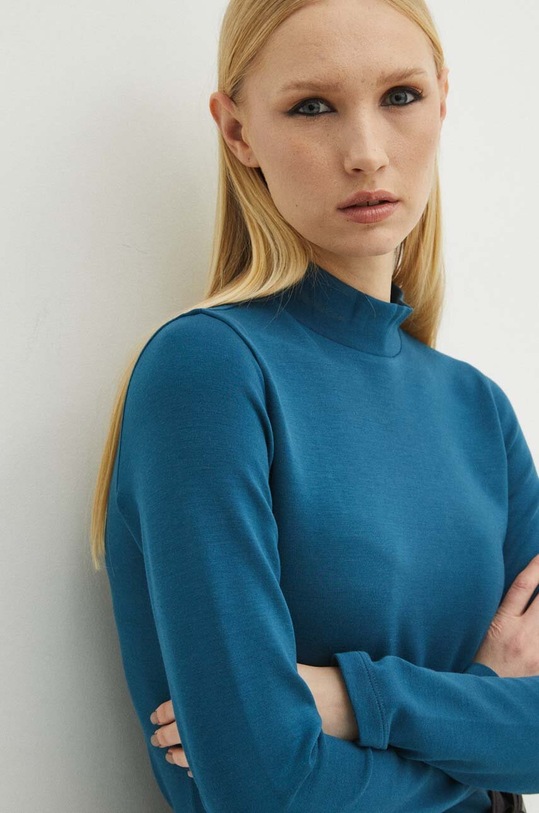 Longsleeve damski gładki kolor zielony turkusowy RS24.BUD100
