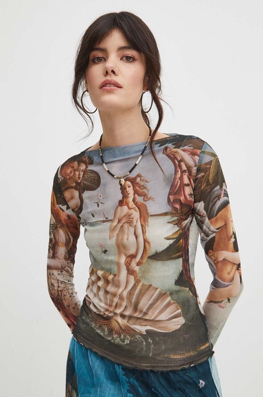 Longsleeve damski z kolekcji Eviva L'arte wzorzysty kolor multicolor RS24.BUD250 multicolor