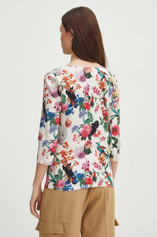 Oblečenie Bavlnené tričko s dlhým rukávom dámske béžová farba RS24.BUD302 béžová