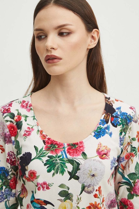 Bavlnené tričko s dlhým rukávom dámske béžová farba béžová RS24.BUD302