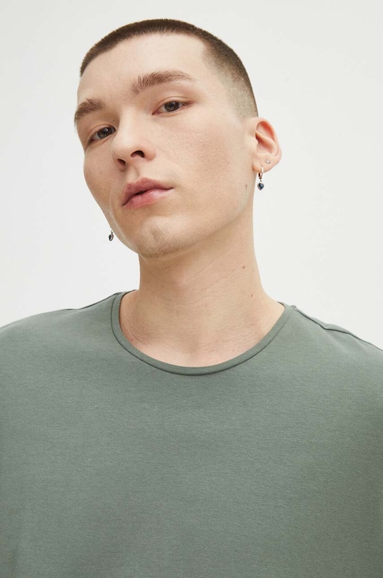 Longsleeve bawełniany męski gładki kolor zielony zielony RS24.BUM010