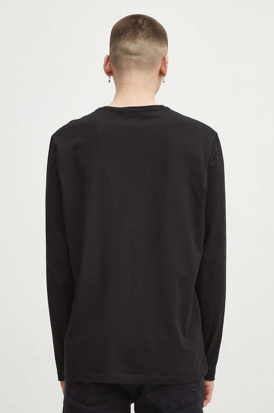 Odzież Longsleeve bawełniany męski gładki kolor czarny RS24.BUM010 czarny