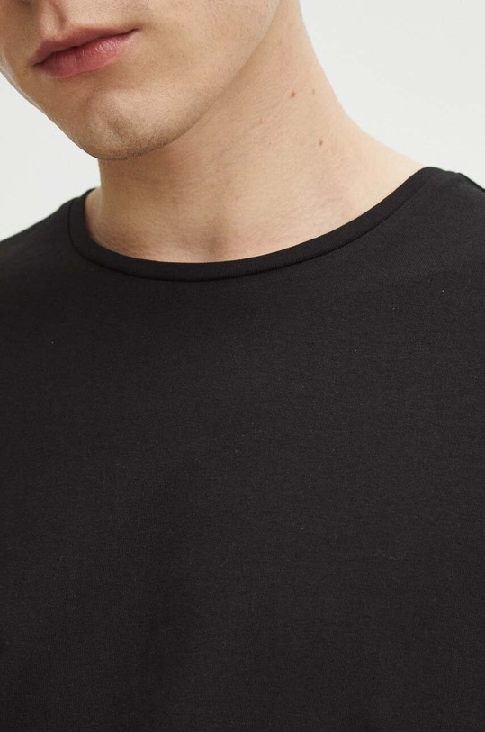 Longsleeve bawełniany męski gładki kolor czarny RS24.BUM010 czarny