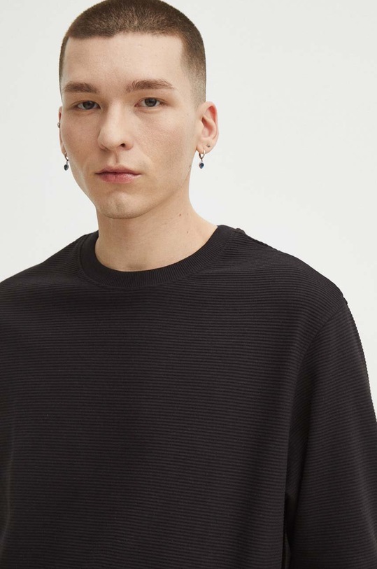 Longsleeve męski prążkowany kolor czarny czarny RS24.BUM011