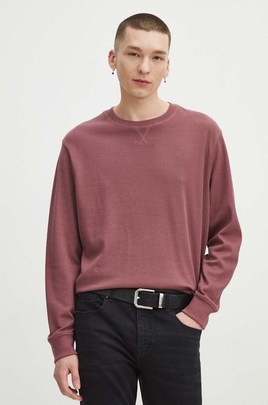 Longsleeve męski z fakturą kolor różowy gładkie różowy RS24.BUM020