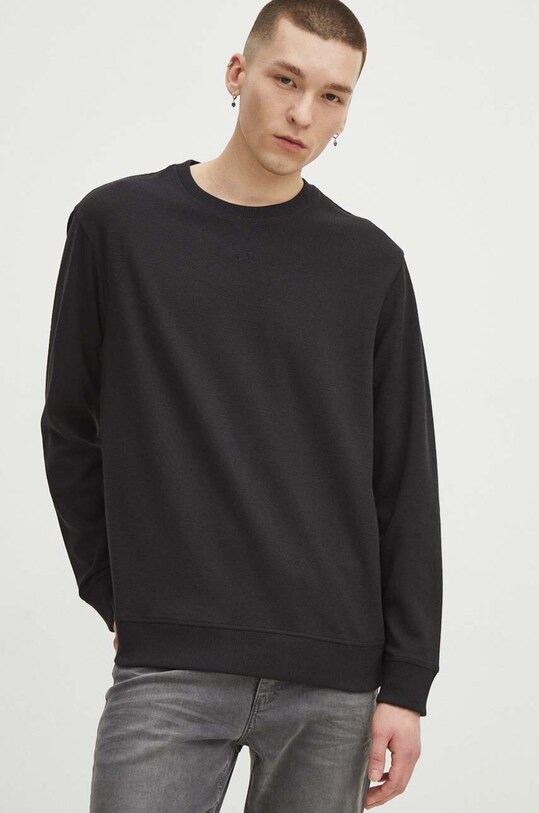 Longsleeve męski z fakturą kolor czarny gładkie czarny RS24.BUM020