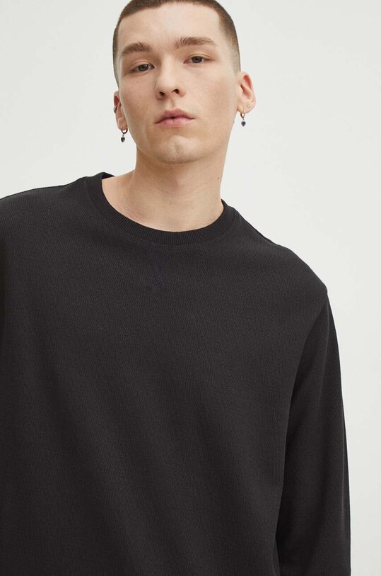 Longsleeve męski z fakturą kolor czarny czarny RS24.BUM020