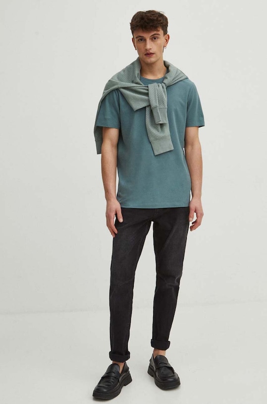 Tričko s dlouhým rukávem s texturou zelená barva RS24.BUM030 zelená RS24