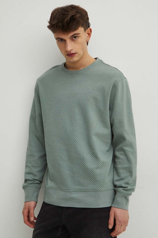 Tričko s dlouhým rukávem s texturou zelená barva zelená RS24.BUM030