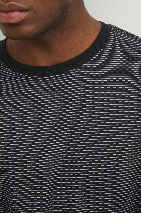 Tričko s dlhým rukávom pánske s textúrou čierna farba RS24.BUM030 čierna