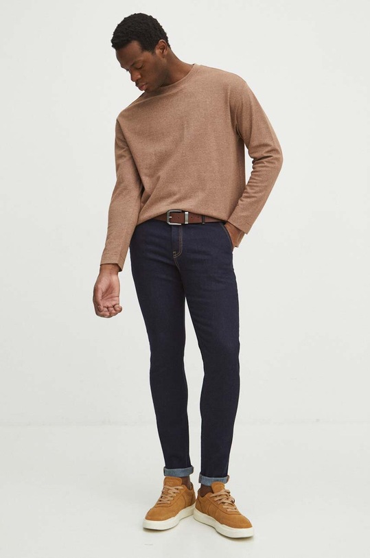 Longsleeve męski regular kolor brązowy RS24.BUM031 brązowy RS24