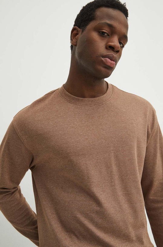 Longsleeve męski regular kolor brązowy brązowy RS24.BUM031