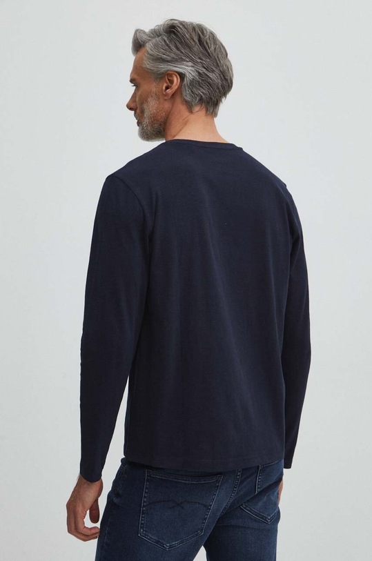 Odzież Longsleeve bawełniany męski gładki kolor granatowy RS24.BUM050 granatowy