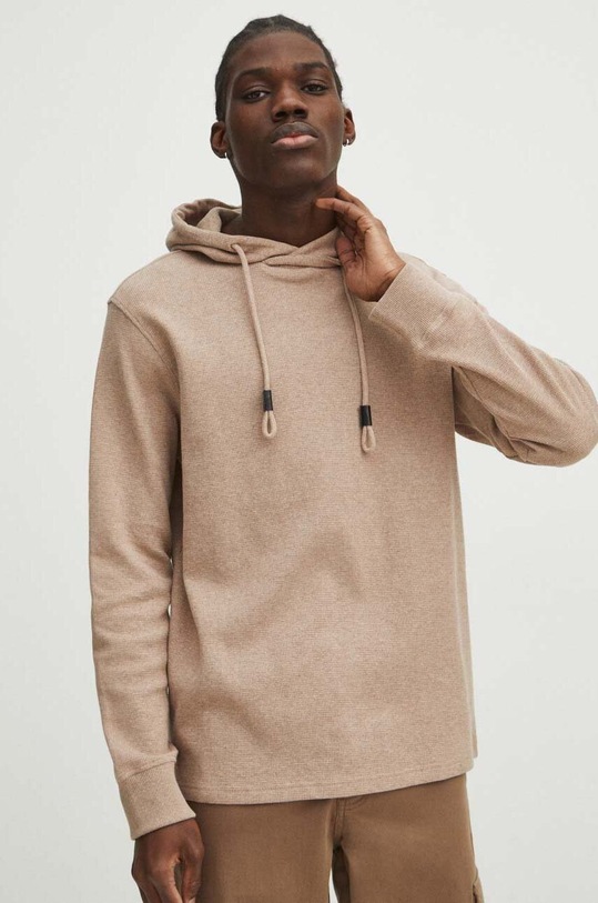 Tričko s dlhým rukávom pánske béžová farba RS24.BUM100 béžová RS24