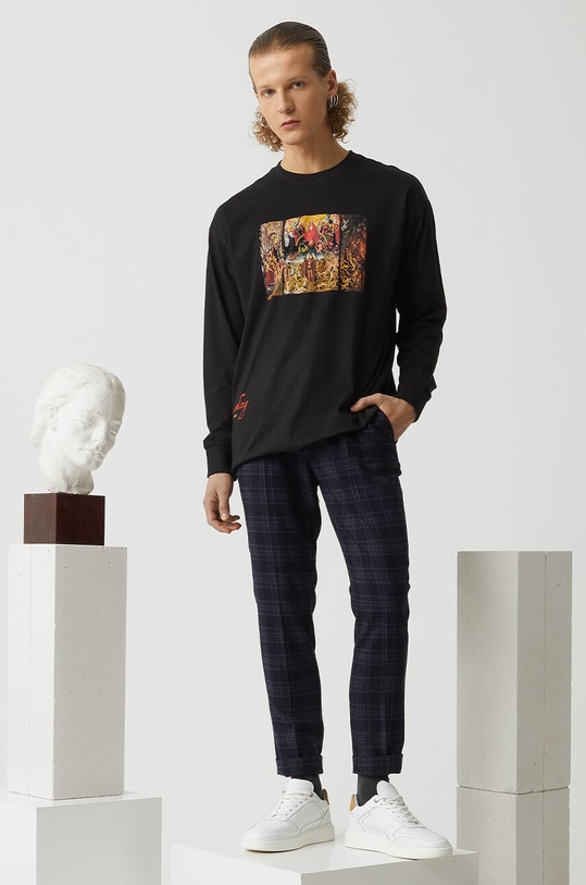 Longsleeve męski z kolekcji Eviva L'arte kolor czarny okrągły czarny RS24.BUM250